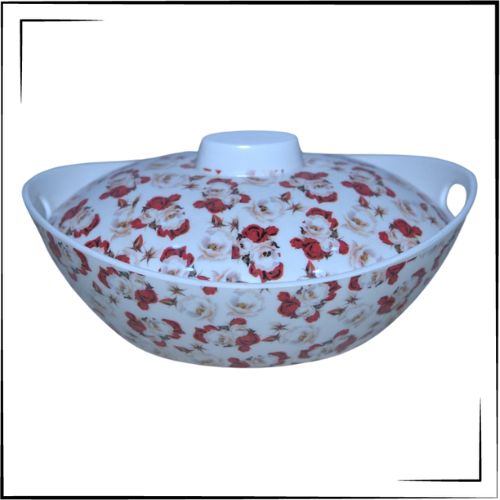 Melamine Cruze Cover Dish (Red Flower)