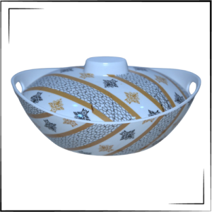 Melamine Cruze Cover Dish (Gold Stripe)