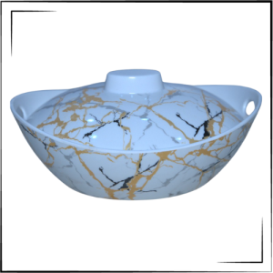 Melamine Cruze Cover Dish (Gold & Silver)