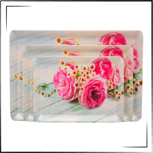 Melamine Tray (Set Of 3) (Flower)