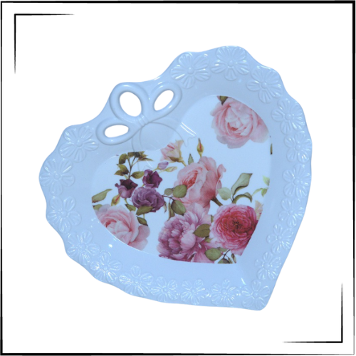 Melamine Plate (Heart Shape) (Flower)