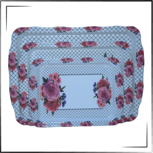 Melamine Tray (Set Of 3) (Pink)
