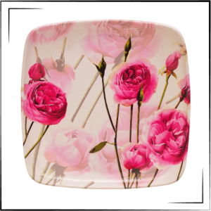 Melamine Square Plate (Pink Flower)