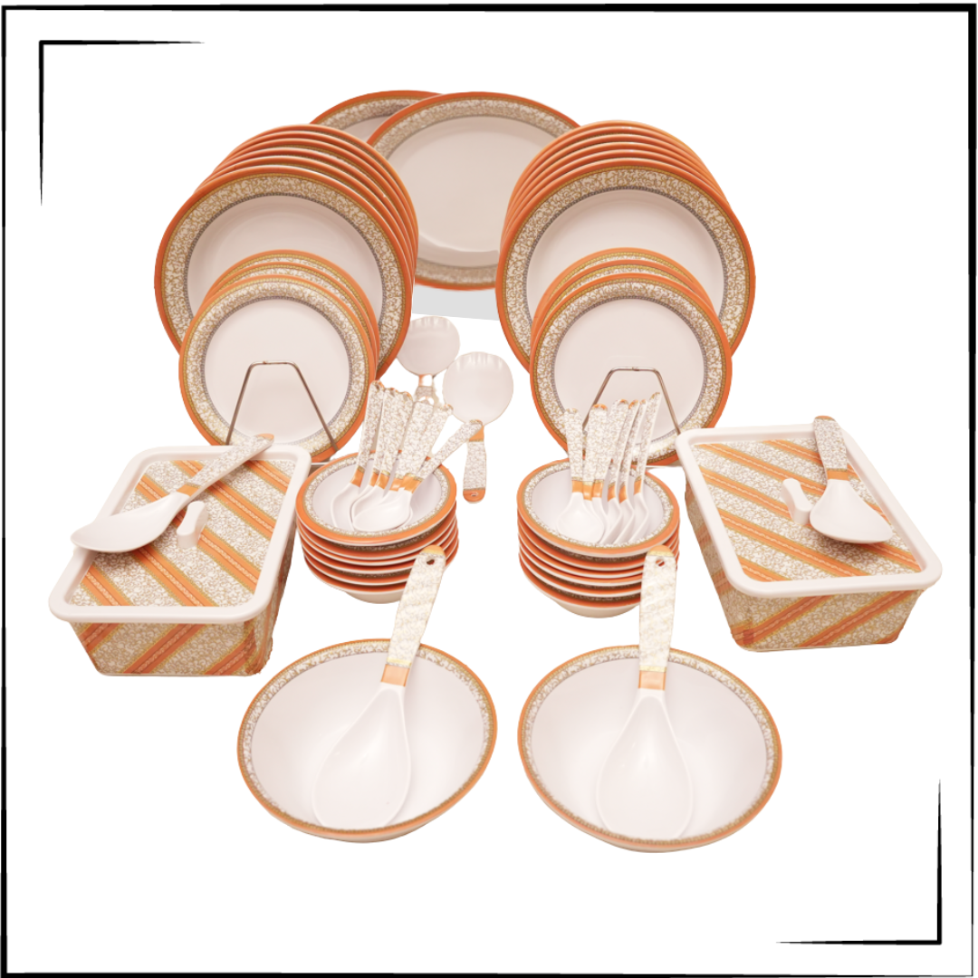 Peshawar Orange Dinner Set 56 Pieces